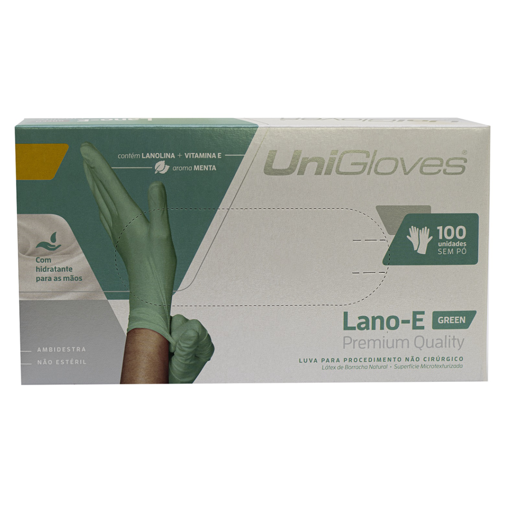 Kit 10 caixas de Luvas de Látex Unigloves Premium Quality cor Lano e