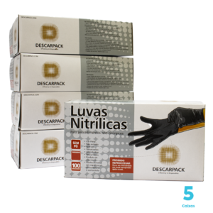 Kit 10 caixas de Luvas Nitrílicas Descarpack cor preta - 1.000 Unidades