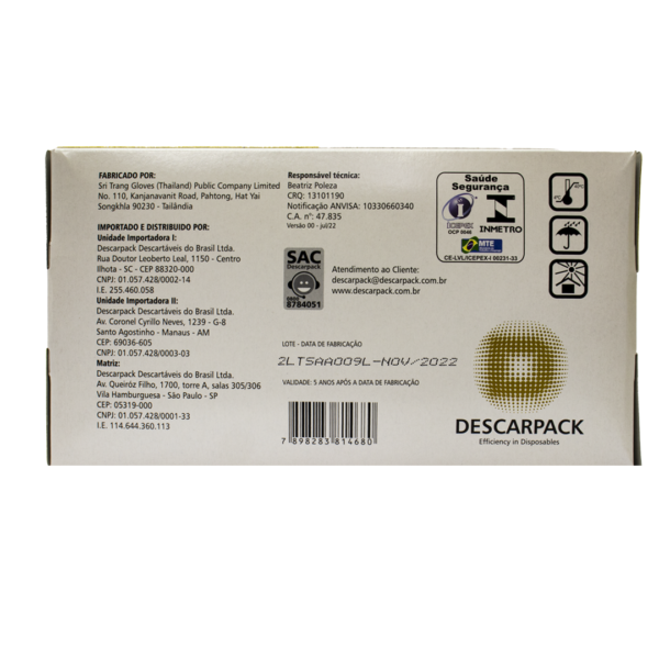 Kit 5 caixas de Luvas Látex Descarpack de procedimento com pó